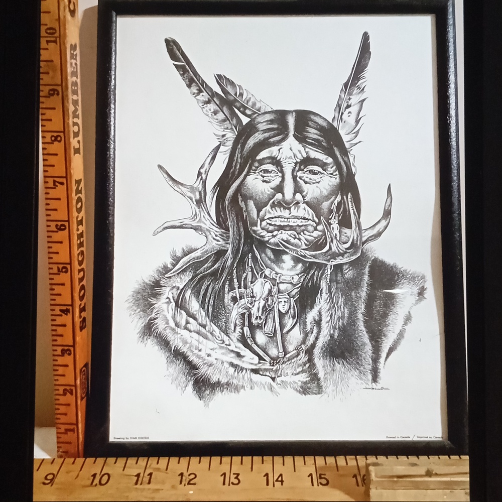 Native American Art Print in Black Frame By Ivan Kocsis